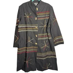 Vintage 90s Indigo Moon African Safari Western Long Jacket Duster 2XL See Msmnts